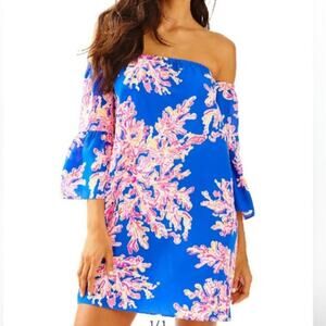 Lilly Brand Off shoulder‎ bell sleeve silk mini dress small